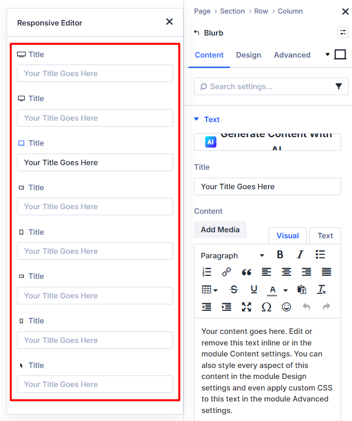 Default All Responsive Editing Fields Visible in Divi 5