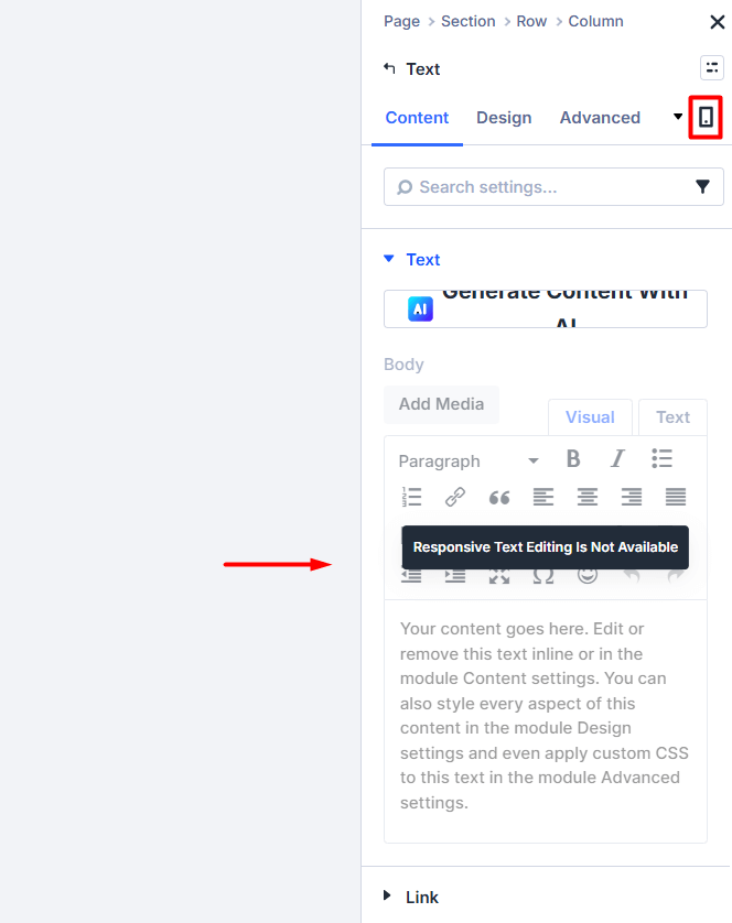 Disable Inline Content Editing in Divi 5 using the Divi Responsive Helper plugin by Pee-Aye Creative