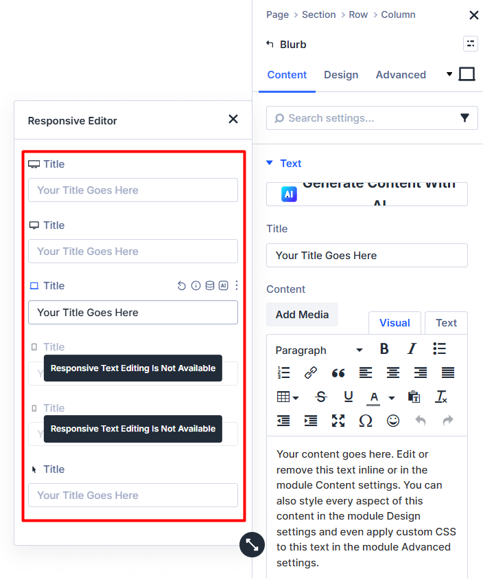 Gray Responsive Editing Behavior in Divi 5 using the Divi Responsive Helper plugin by Pee-Aye Creative