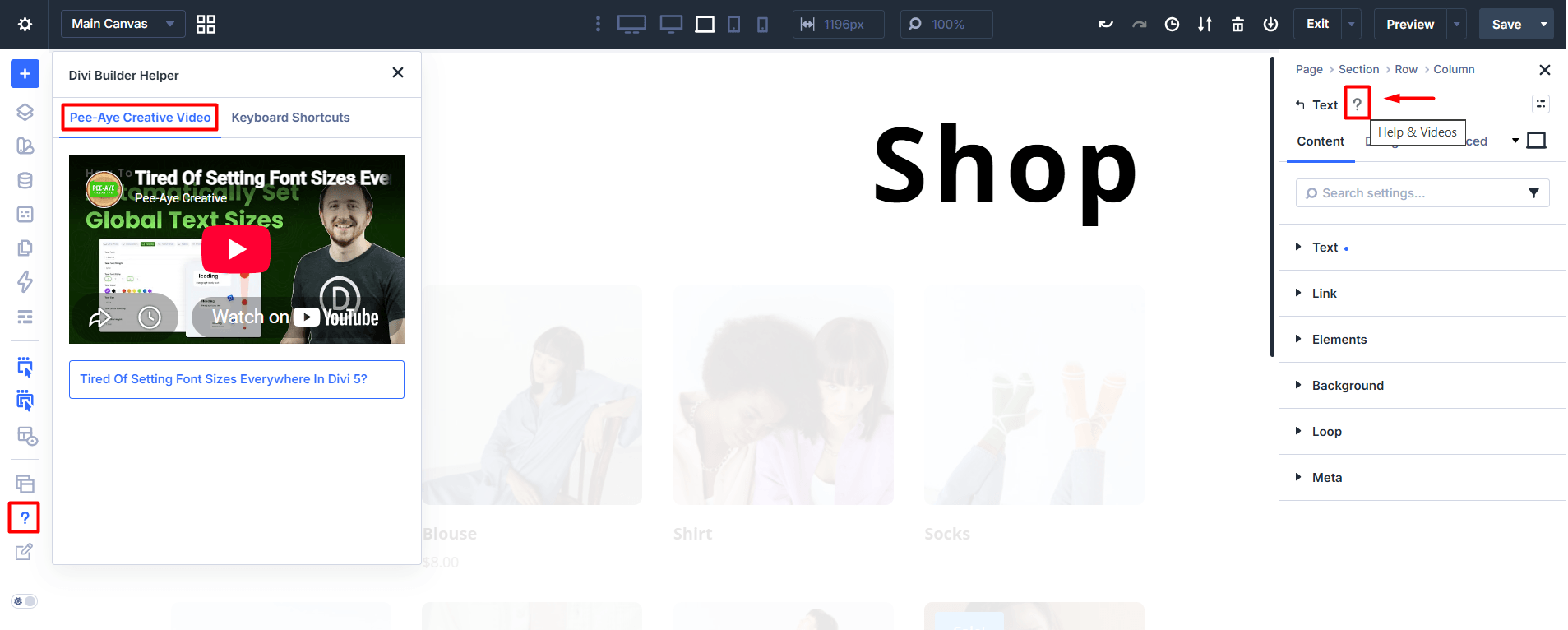 Custom Divi Help Videos with Module Help Button