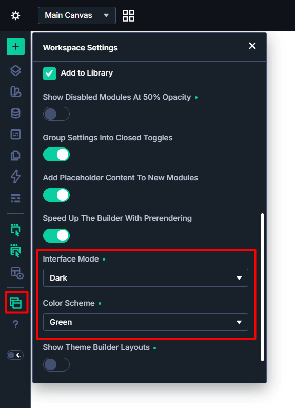 Customized Divi Builder Interface Mode and Color Scheme