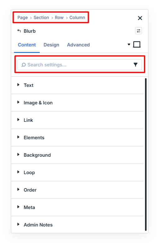 Default Element Settings Panel in Divi 5